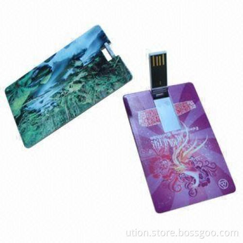 Credit Card USB Flash Drive with 1 to 32GB Memory Capacity and CE/RoHS/FCC Marks